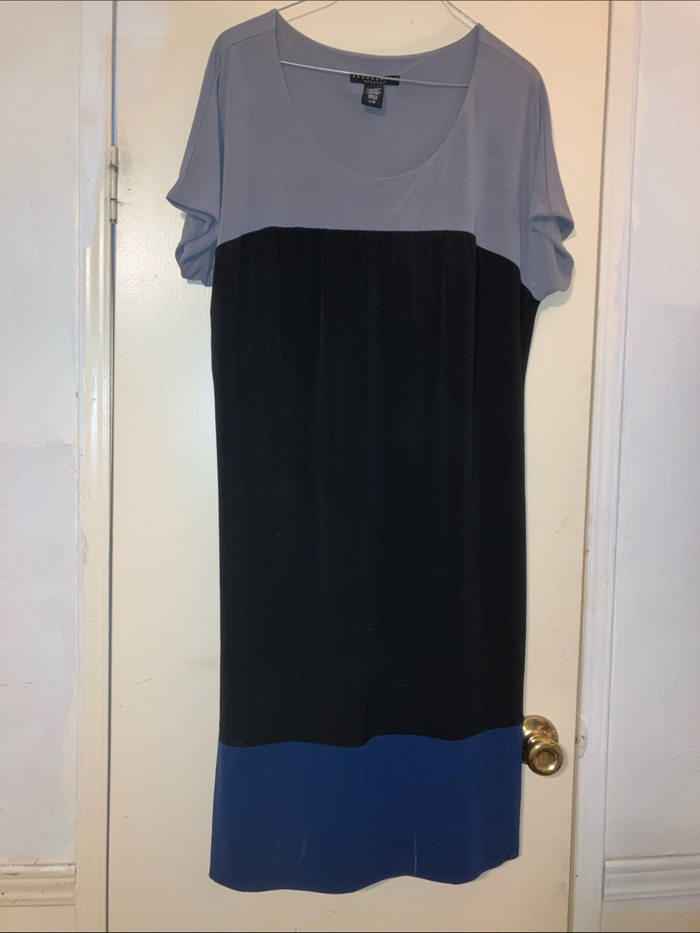 Apostrophe Colorblock Midi Dress in Gray, Black & Blue